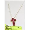 Image 1 : STERLING SILVER .925 GOLD OVERLAY/RUBY NECKLACE