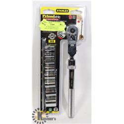 STANLEY EXTENDABLE 3/8" RATCHET & 9 PIECE SOCKET