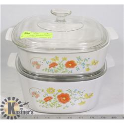 CORNINGWARE CASSEROLE DISHES WITH LIDS- 2 SETS