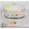 Image 1 : CORNINGWARE CASSEROLE DISHES WITH LIDS- 2 SETS