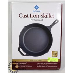 NEW PROFESSIONAL 12.5" PRE-SEASONED CAST IRON