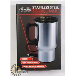 NEW HEATED 14-OZ STAINLESS STEEL TRAVEL MUG