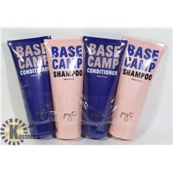 TWO BOTTLES OF BASE CAMP SHAMPOO AND TWO BOTTLES