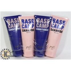 TWO BOTTLES OF BASE CAMP SHAMPOO AND TWO BOTTLES