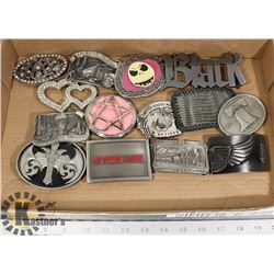 FLAT OF ASSORTED BELT BUCKLES