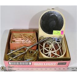 VINTAGE WORKING LIGHT UP MIRROR W/ BOX &  ANTIQUE