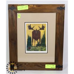ESTATE FRAMED AND DOUBLE MATTED MOOSE PRINT
