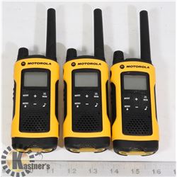 THREE MOTOROLA WALKIE TALKIES WITH BUILT IN