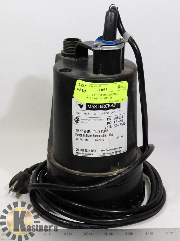 MASTERCRAFT SUBMERSIBLE UTILITY PUMP 8 AMP/115