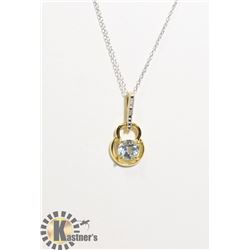 #120-BLUE TOPAZ & CZ NECKLACE & PENDANT