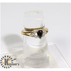 #196-BLUE SAPPHIRE + CZ RING SIZE 7