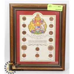 FRAMED CANADIAN PENNY COLLECTION
