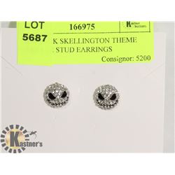 NEW JACK SKELLINGTON THEME SPARKLE STUD EARRINGS