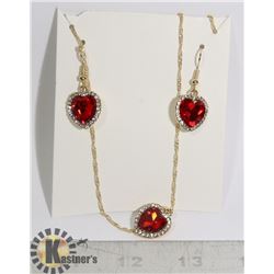 NEW 3PC MATCHING HEART SHAPE EARRING & NECKLACE