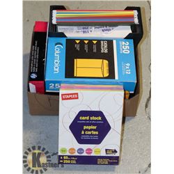 OFFICE SUPPLIES- PAPER/ENVELOPES/ MISC BOX LOT