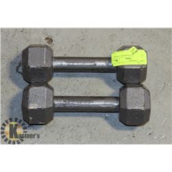 CAST IRON HEX WEIGHTS- 2 X 8 LB