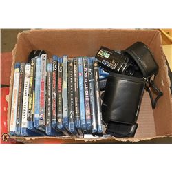 BOX WITH BLU-RAY MOVIES, SONY DVDS, AND MORE....