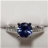 Image 1 : 95) 14KT WHITE GOLD SAPPHIRE & DIAMOND RING.