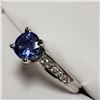 Image 3 : 95) 14KT WHITE GOLD SAPPHIRE & DIAMOND RING.