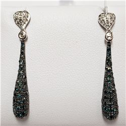 6) 14KT WHITE GOLD PAIR OF FANCY COLORED BLUE