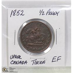 1852 UPPER CANADA ''DRAGON SLAYER'' HALF PENNY