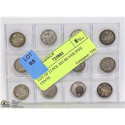 LOT OF 12 PCS .925 SILVER FIVE CENTS