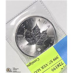 $5 1 TROY OZ .999 SILVER MAPLE LEAF COIN