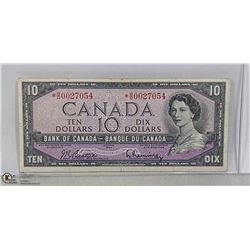 1954 CANADIAN REPLACEMENT $10 BILL *B/D PREFIX