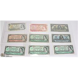 LOT OF 9 OLD CANADA BANK NOTES