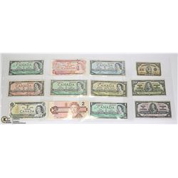 LOT OF 9 OLD CANADA BANK NOTES
