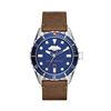 Image 2 : ARMANI EXCHANGE BLUE DIAL BROWN LEATHER BAND WATCH