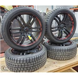 SET OF 4 225/40R18 DUNLOP M+S TIRES WITH UNIVERSAL