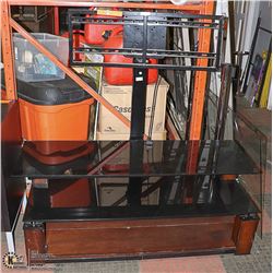WOOD & BLACK GLASS LCD TV ENTERTAINMENT STAND