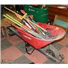 Image 1 : TROY-BILT WHEEL BARROW WITH YARD TOOLS
