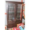 Image 1 : 6FT TALL WOOD & GLASS DISPLAY HUTCH