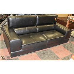 BLACK LEATHERETTE LIFT BACK SOFA - NO LEGS