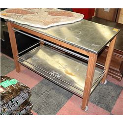 WOOD & STAINLESS STEEL KITCHEN CART 4FT X 2FT X 38