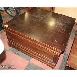 LARGE WOOD SQUARE COFFEE TABLE WITH DRAWERS