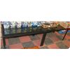 Image 1 : LOT OF 2 BLACK METAL GLASS TOP TABLES 55 X 32 X 30