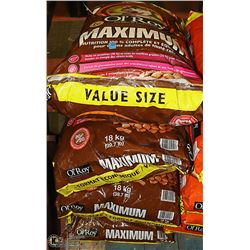 FOUR 18KG BAGS OF OL'ROY MAXIMUM DOG FOOD