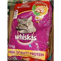 TWO 9.1KG BAGS OF WHISKAS MEATY SELECTIONS CAT