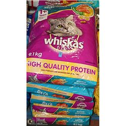 FIVE 9.1KG BAGS OF WHISKAS SEAFOOD CAT FOOD