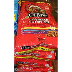 FIVE 18KG BAGS OF OL'ROY DOG FOOD