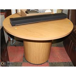NEW WOOD TONE ROUND PEDISTAL TABLE 42 X 30