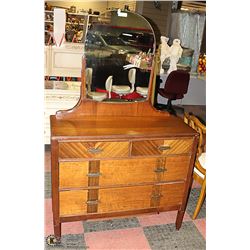 ANTIQUE ART DECO 4 DRAWER DRESSER WITH MIRROR