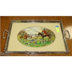 ANTIQUE GLASS SERVING TRAY 18 X 12 INCH
