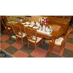 DINING TABLE WITH 6 CHAIRS AND TABLE PADS