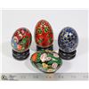 Image 1 : PKG OF 4 UKRAINIAN WOODEN EGGS WITH STANDS