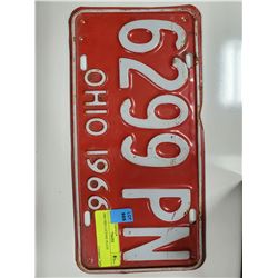 1966 OHIO LICENSE PLATE