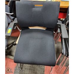 LOT OF 2 METAL AND PLASTIC BLACK STACKABLE CHAIRS